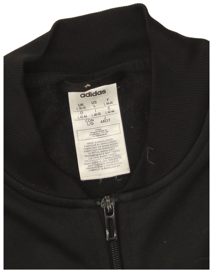 Adidas Damen Trainingsanzug Top Jacke UK 16/18 Large Schwarz Polyester