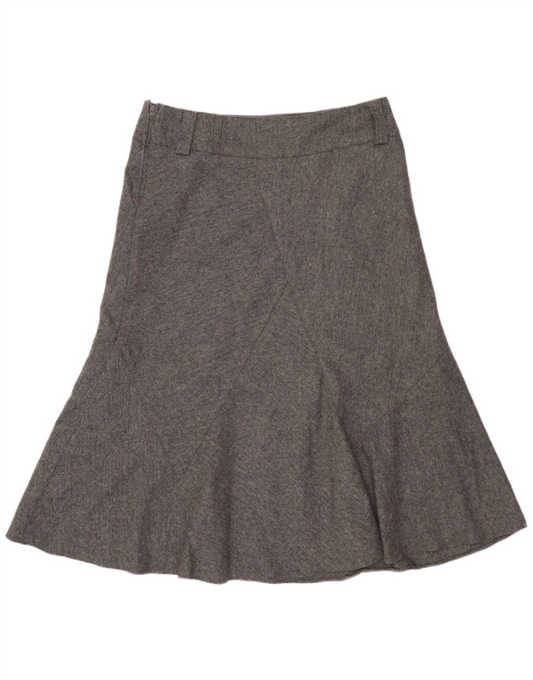 Marks & Spencer Damen A-Linienrock UK 12 Medium W32 Grau meliert Schurwolle