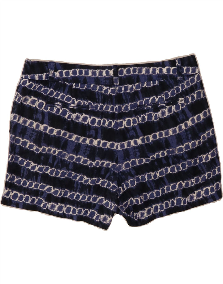 J. CREW Womens Hot Pants US 10 Large W34 Navy Blue Geometric Linen Vintage J. Crew and Second-Hand J. Crew from Messina Hembry 