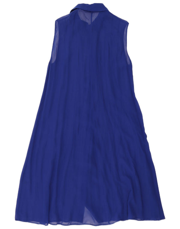 Trussardi Damen ärmelloses Hemdkleid IT 40 Small Blau