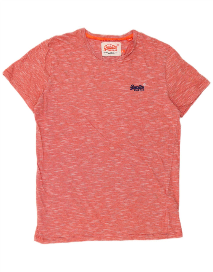 SUPERDRY Herren-T-Shirt-Oberteil, groß, rot gesprenkelte Baumwolle