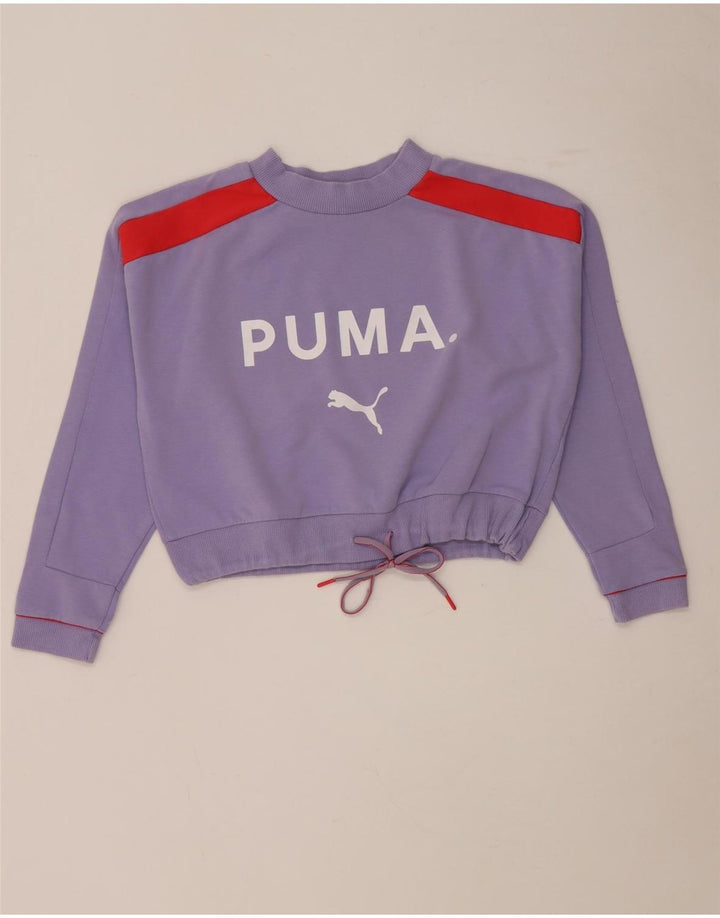 Puma Womens Oversized Graphic Sweatshirt Pullover UK 6 XS Lila Farbblock