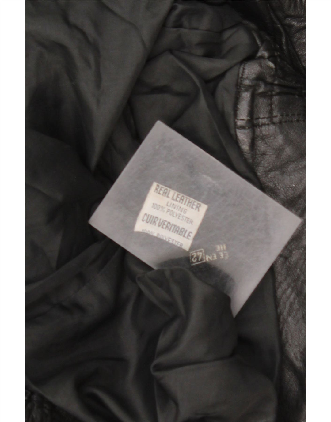 VINTAGE Damen Übergroße Lederjacke EU 42 Großes schwarzes Leder