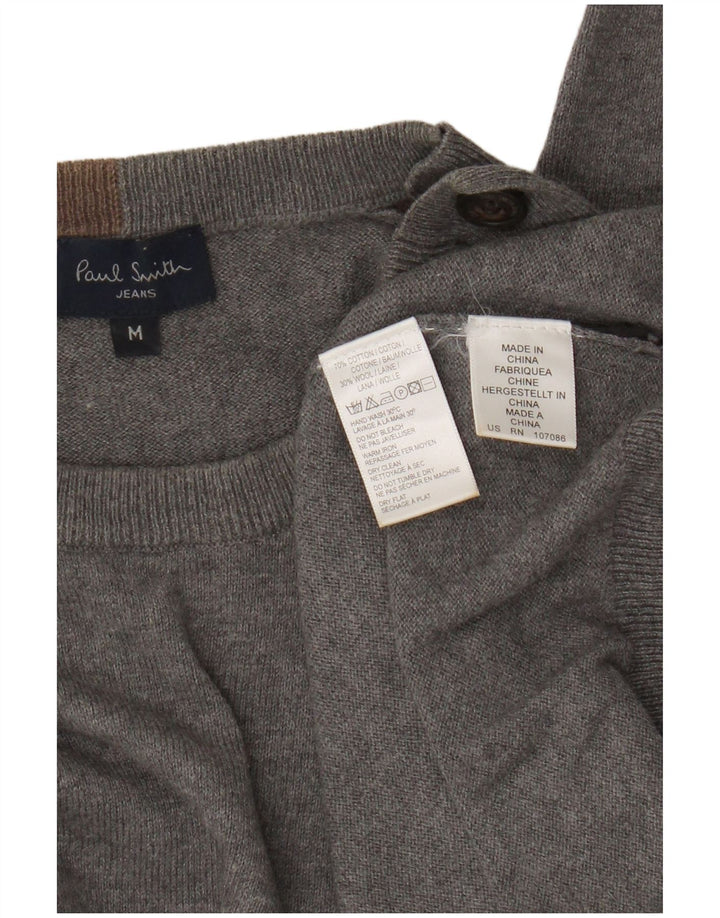 Paul Smith Herren-Pullover mit Rundhalsausschnitt, mittelgraue Colourblock-Baumwolle