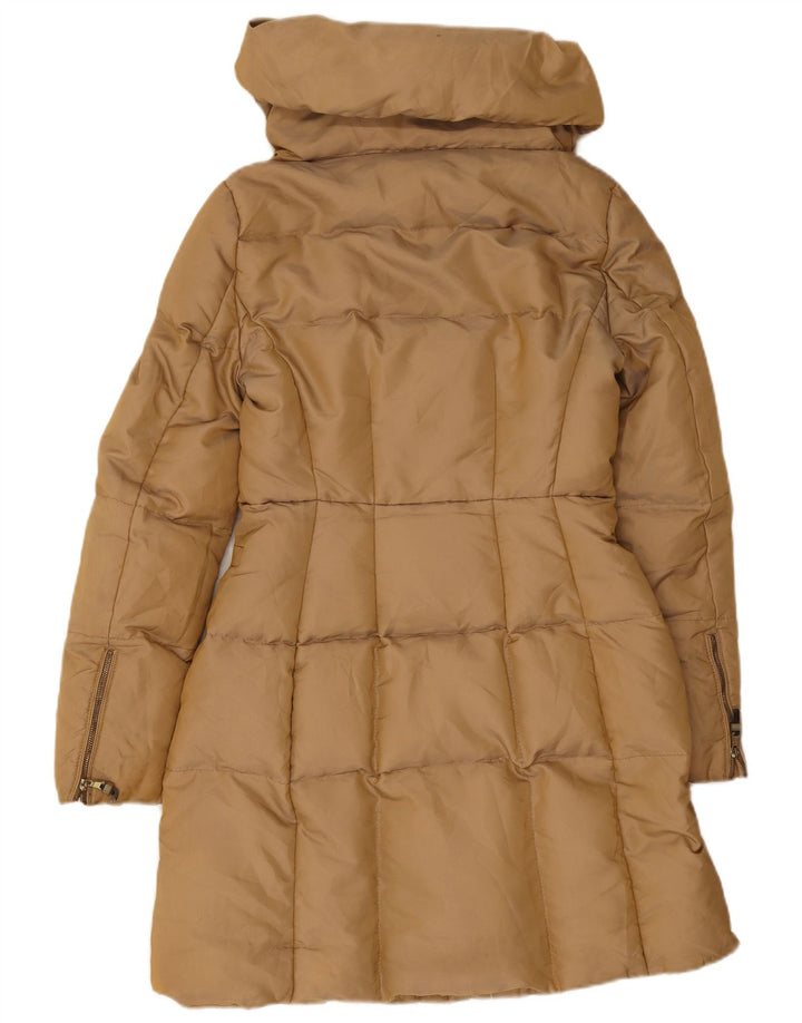 Zara Damen Wattierter Mantel UK 10 Small Braunes Nylon