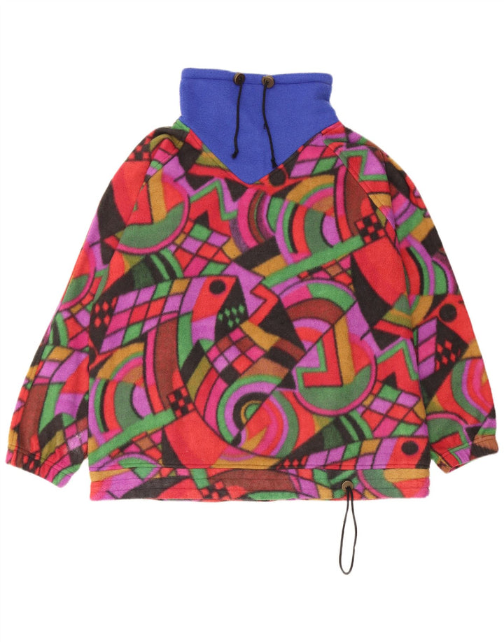Vintage Herren-Fleece-Pullover mit lockerer Passform, klein, mehrfarbig, geometrisch