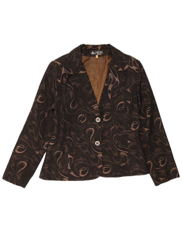Vintage Womens 2 Button Blazer Jacket UK 14 Medium Black Paisley