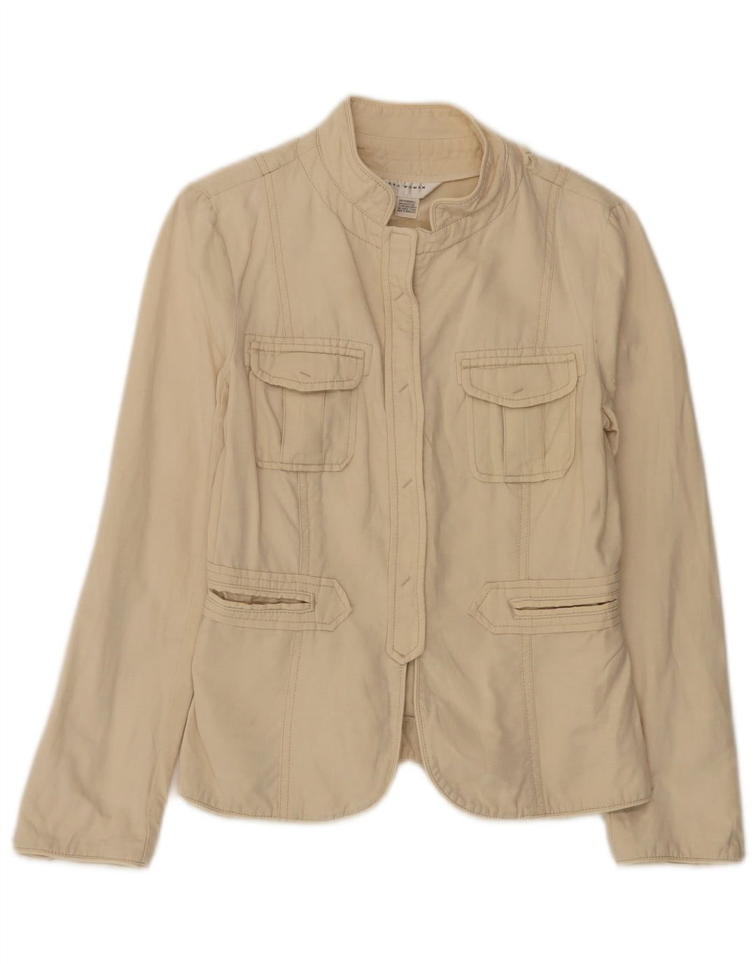 Zara Damen Utility-Jacke UK 12 Mittelbeige Baumwolle