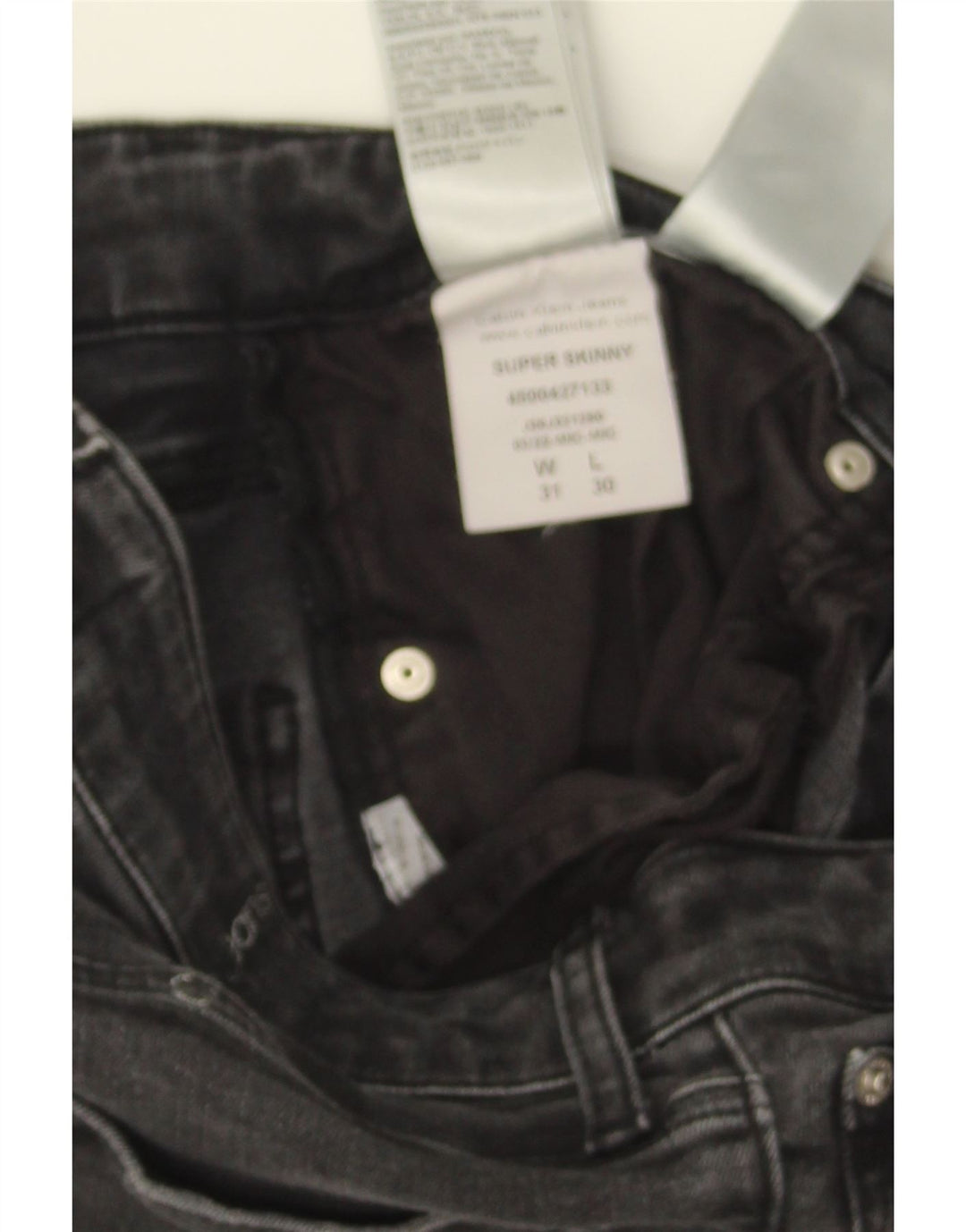 CALVIN KLEIN Womens Distressed Skinny Jeans W31 L30 Grey Vintage Calvin Klein and Second-Hand Calvin Klein from Messina Hembry 