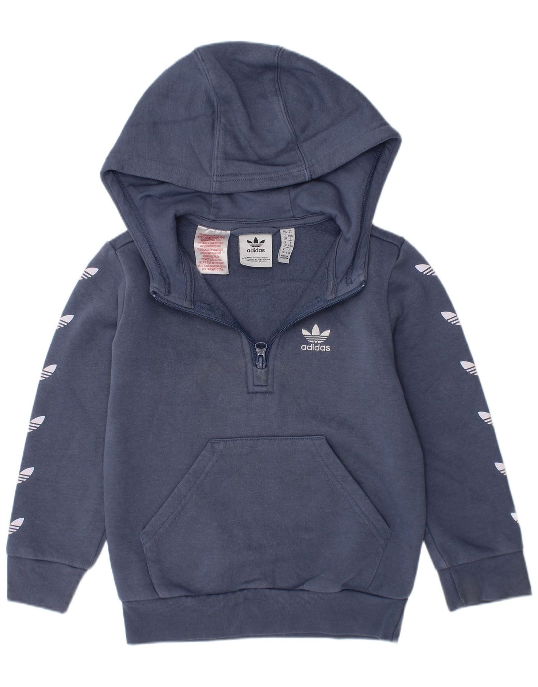Adidas Jungen Kapuzenpullover mit grafischem Reißverschluss, 4–5 Jahre, blaue Baumwolle