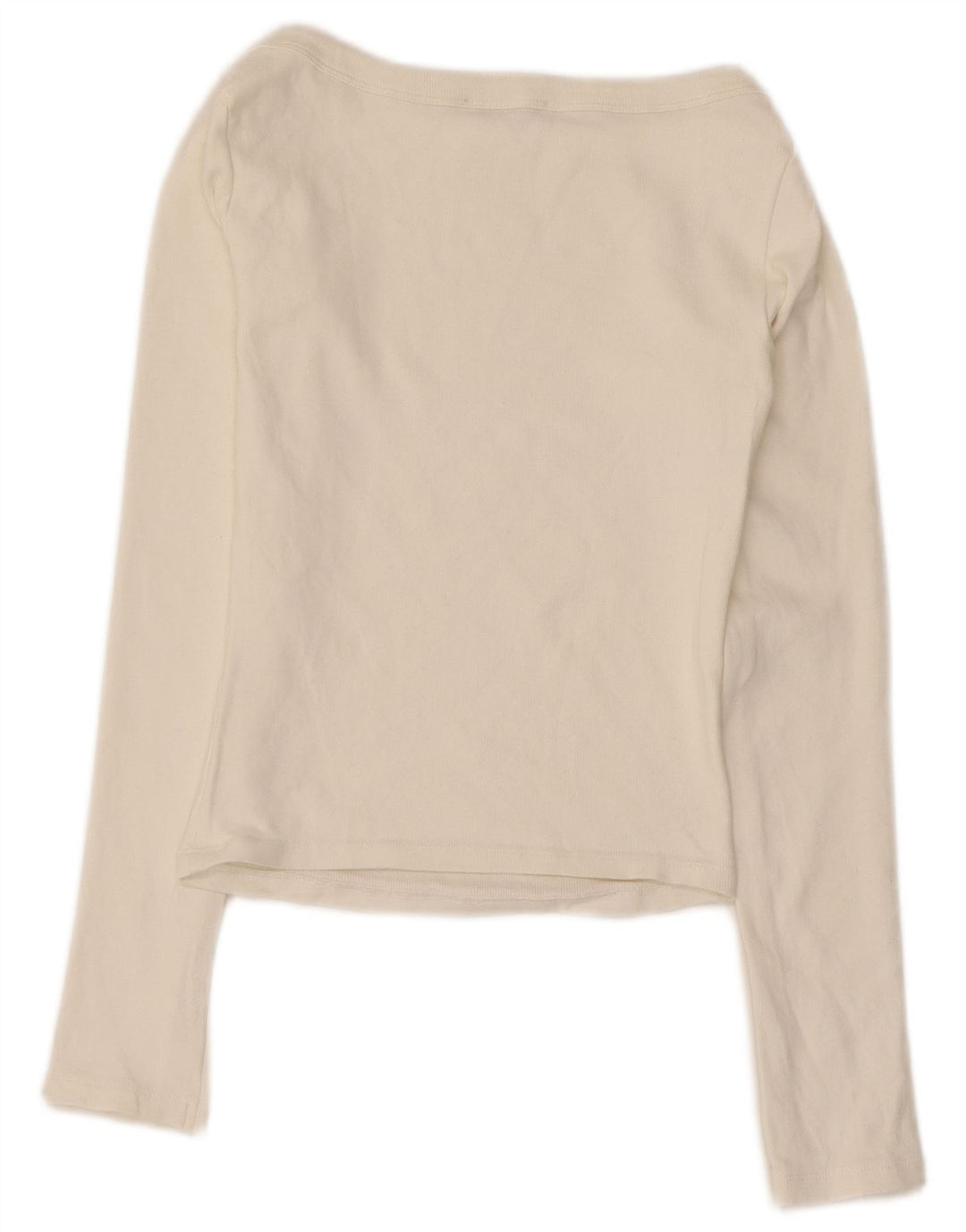 Zara Damen Crop Top Langarm UK 12 Medium Off White