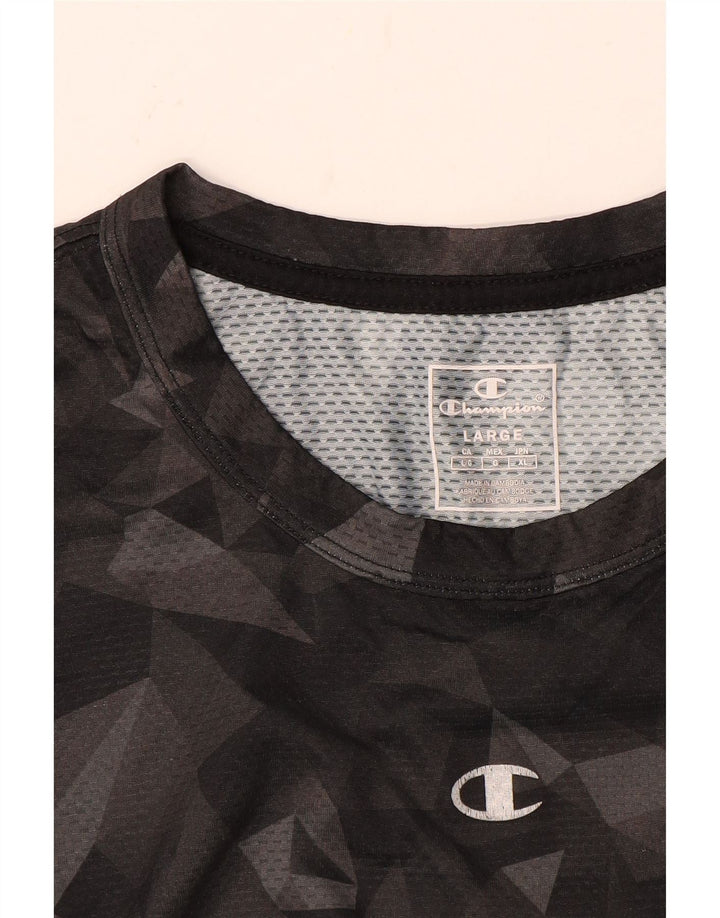 Champion Herren T-Shirt Top Large Schwarz Geometrisch