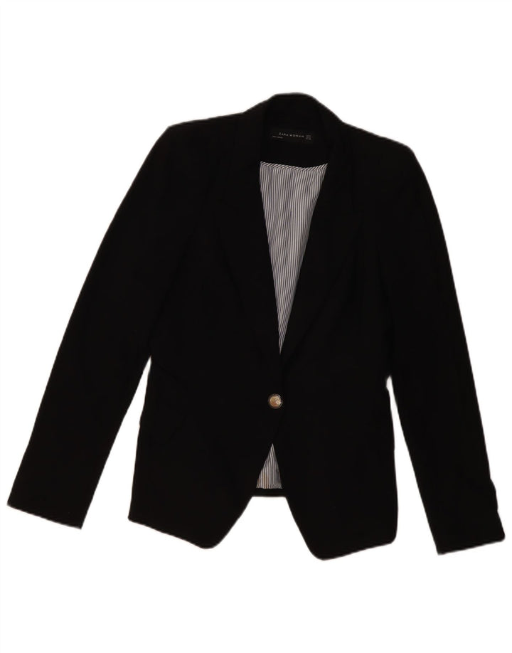 ZARA Damen-Blazer mit 1 Knopf, Gr. 10, Größe S, Schwarz, Polyester