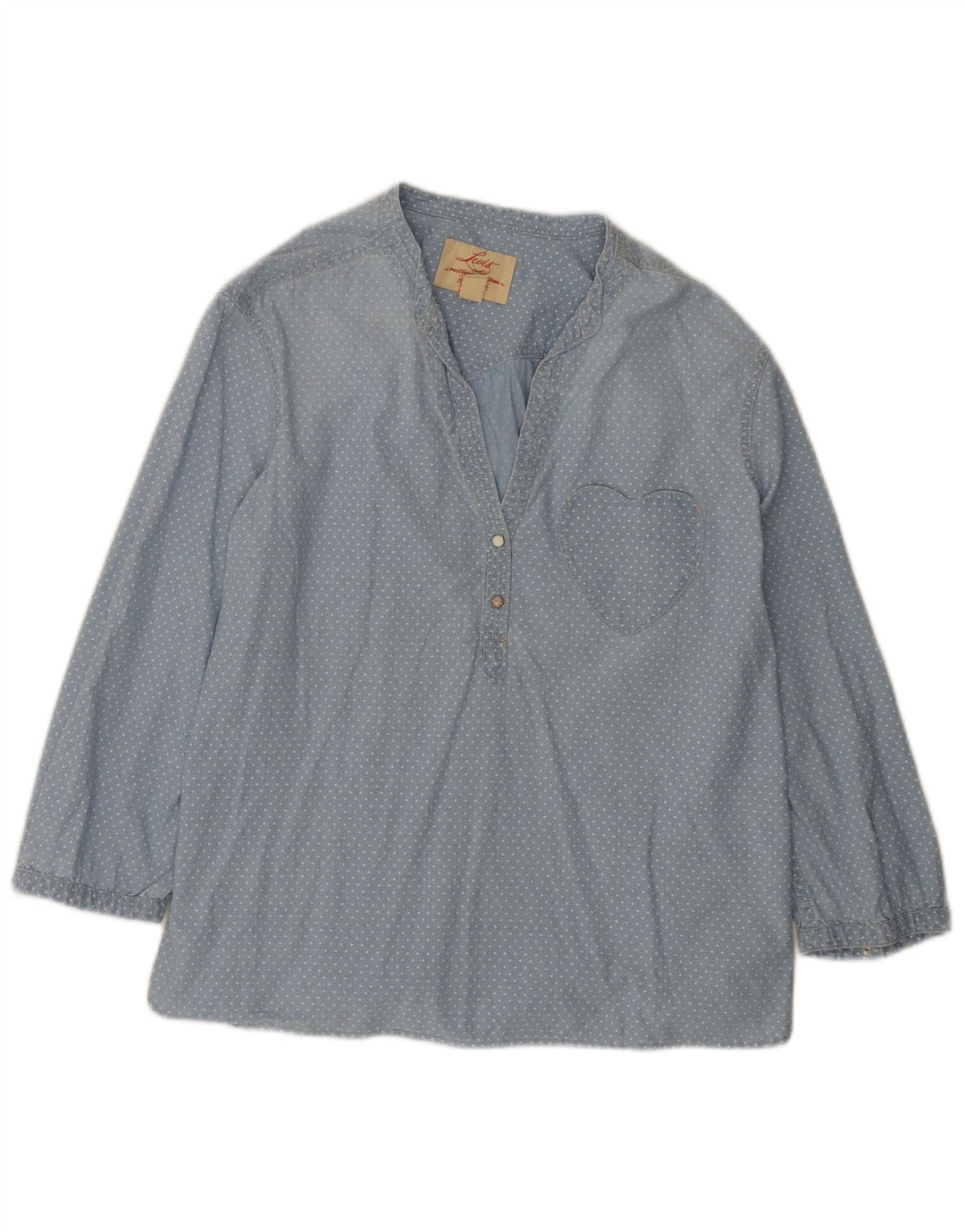 Levi's Damen-Blusenoberteil mit 3/4-Ärmeln, UK-Größe 46, Größe L, blau gepunktet, Baumwolle