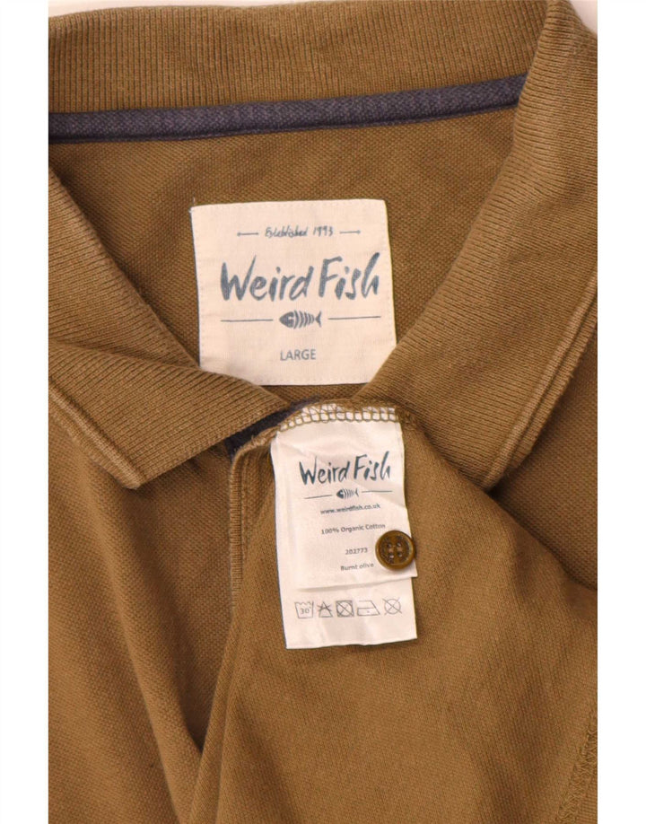 Weird Fish Herren-Poloshirt, groß, Khaki, Baumwolle