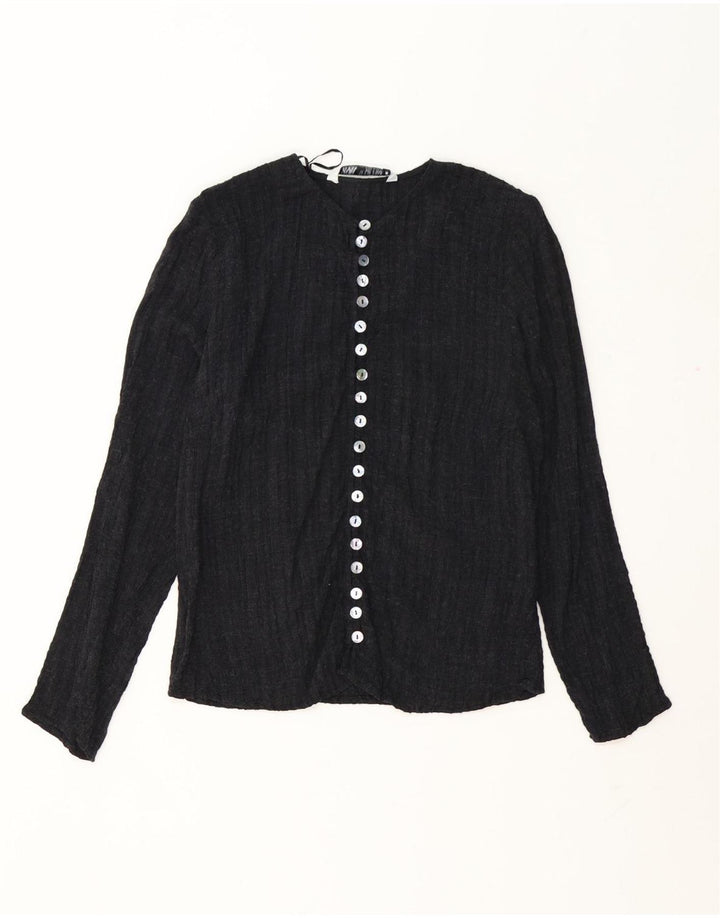 Zara Damen Hemdbluse UK 10 Small Graue Viskose