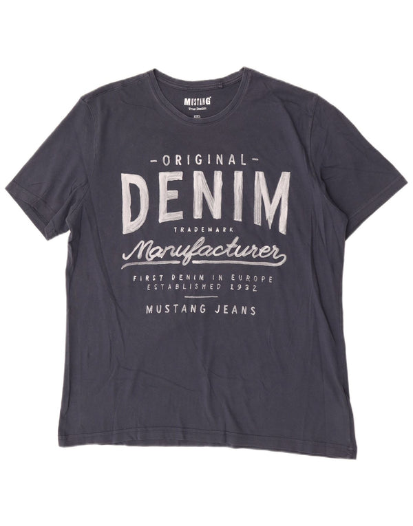 Mustang Herren Grafik T-Shirt Top 2XL Marineblau Baumwolle