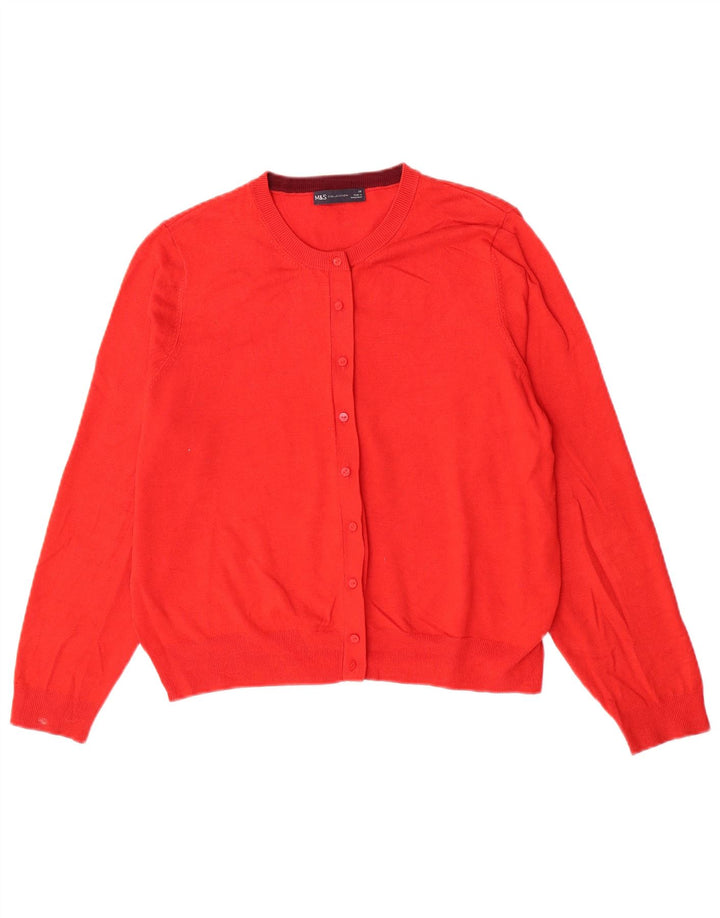 Marks & Spencer Damen Strickjacke Pullover UK 20 2XL Rote Viskose