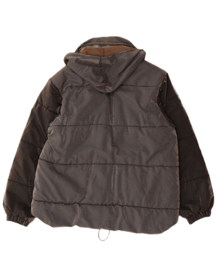 Übergroße wattierte Jacke mit Kapuze von Belfe & Damen, UK 14, Mittelgrau, Farbblock