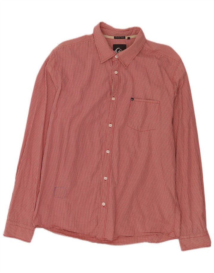 Quiksilver Herrenhemd XL aus roter Gingham-Baumwolle