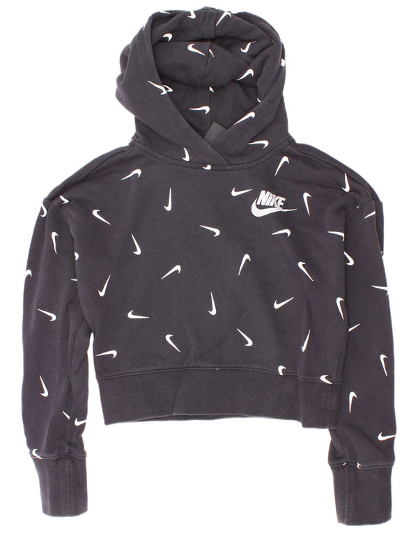 Nike Mädchen Crop Graphic Standard Fit Hoodie Pullover 10–11 Jahre Medium Schwarz