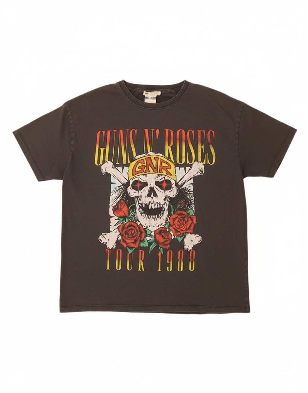 Pull & Bear Herren-T-Shirt „Guns & Roses“ mit Grafik, Größe L, aus grauer Baumwolle