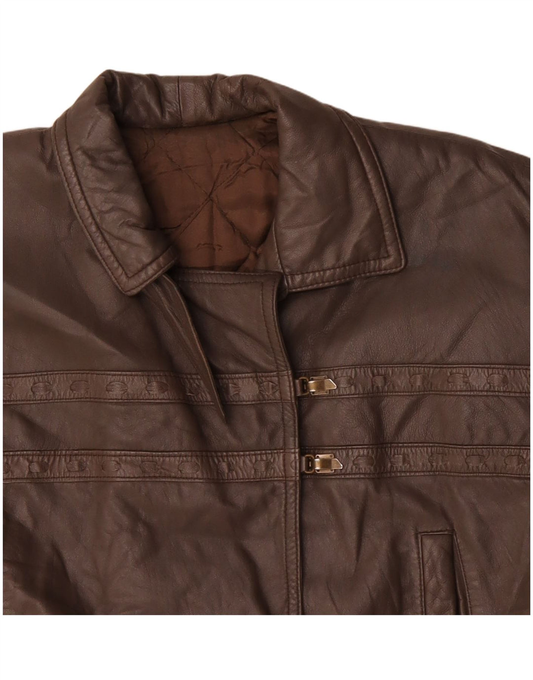 VINTAGE Damen Lederjacke UK 18 XL Braun