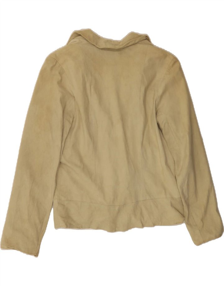VINTAGE Womens Suede 3 Button Blazer Jacket IT 44 Medium Beige Leather Vintage Vintage and Second-Hand Vintage from Messina Hembry 