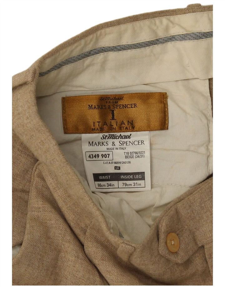 Marks & Spencer Herren St. Michael Pegged Freizeithose W34 L31 Braune Wolle