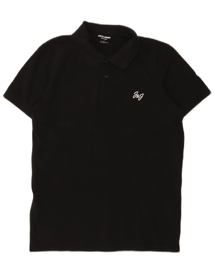 Jack & Jones Herren-Poloshirt, groß, aus schwarzer Baumwolle
