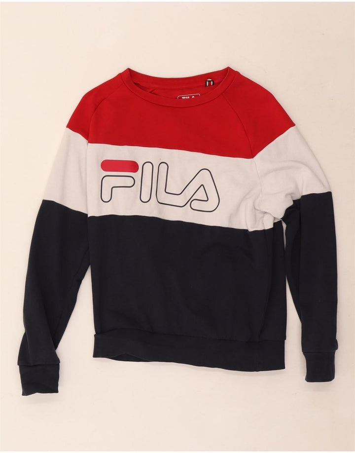 Fila Damen Übergroßer Sweatshirt-Pullover UK 6 XS Mehrfarbiger Farbblock