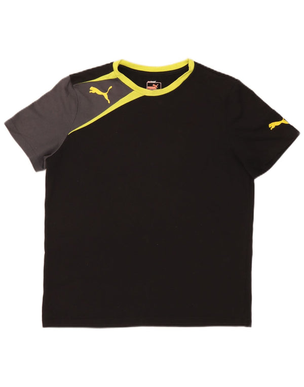 Puma Grafik-T-Shirt für Jungen, 15–16 Jahre, schwarzes Farbblock-Polyester