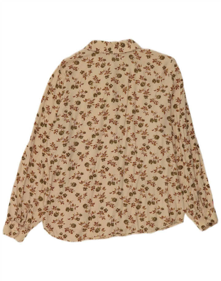Benetton Damen-Hemd UK 14 Mittelbeige geblümte Viskose