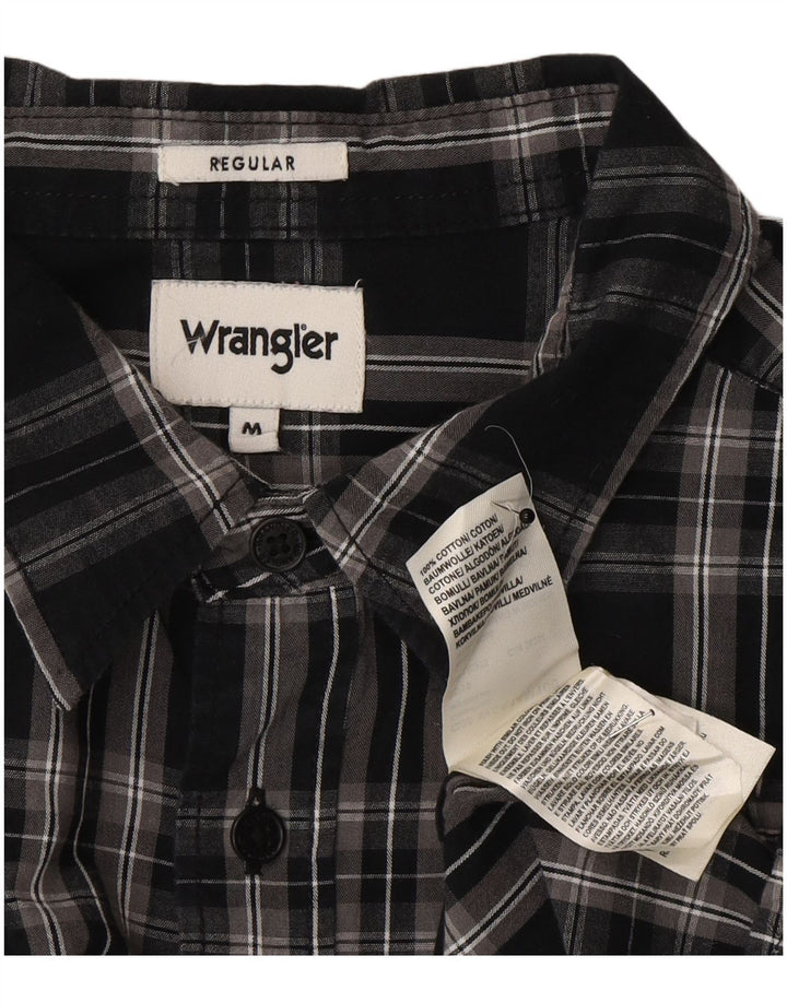 Wrangler Mens Regular Fit Flannel Shirt Medium Black Check Cotton