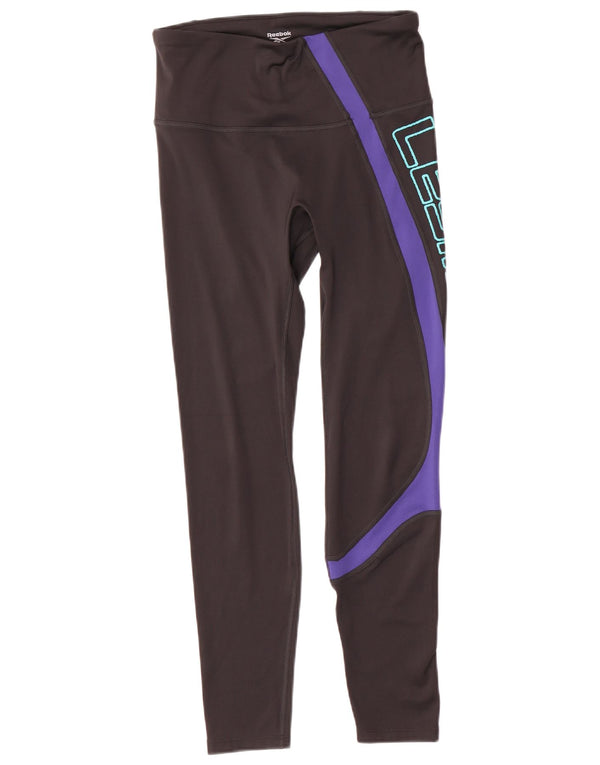Reebok Womens Graphic Leggings UK 12/14 Medium Schwarz Colourblock