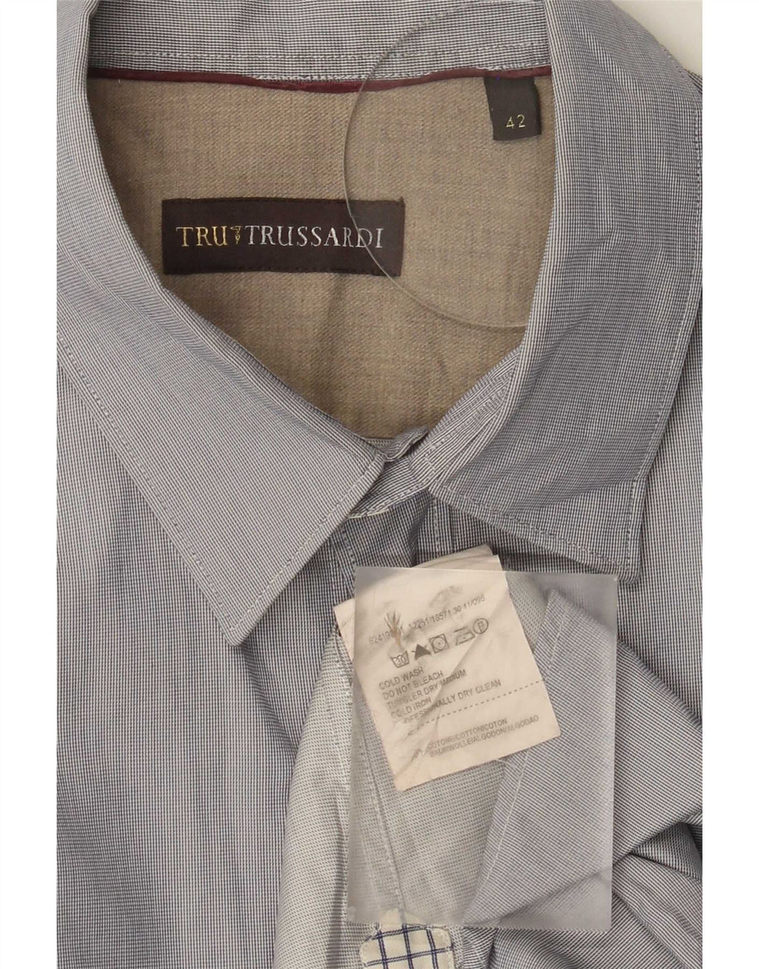 Trussardi Herrenhemd Größe 42 Große blaue Baumwolle