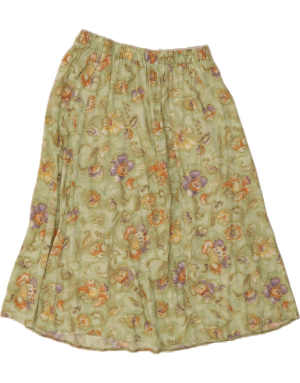 HONOR MILBURN Damen A-Linien-Rock UK 16 Large W32 Viskose mit grünem Blumenmuster