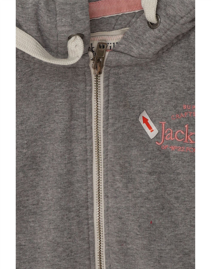 Jack Wills Damen-Kapuzenpullover mit Grafik, übergroß, mit Reißverschluss, Größe 40, Grau