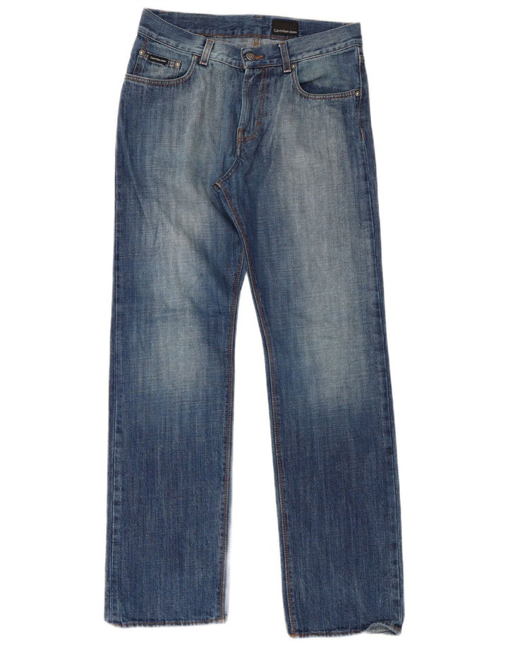 Calvin Klein Herren Straight Jeans W30 L31 Blaue Baumwolle