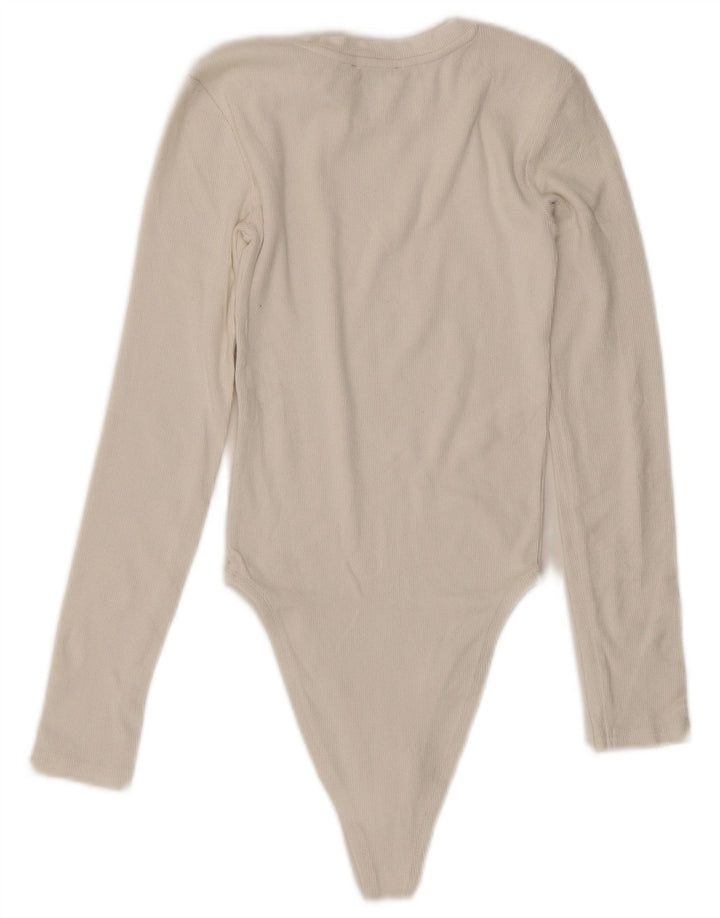 Langärmliger Damen-Body von ZARA, Gr. 8, Größe S, weiße Baumwolle