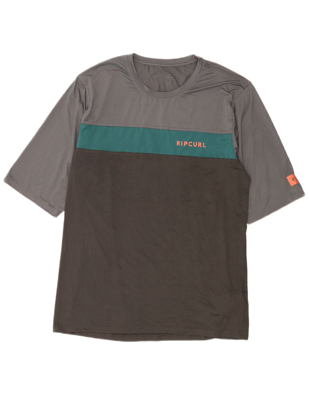 RIP CURL Herren T-Shirt Top 2XL Graues Colourblock-Polyester