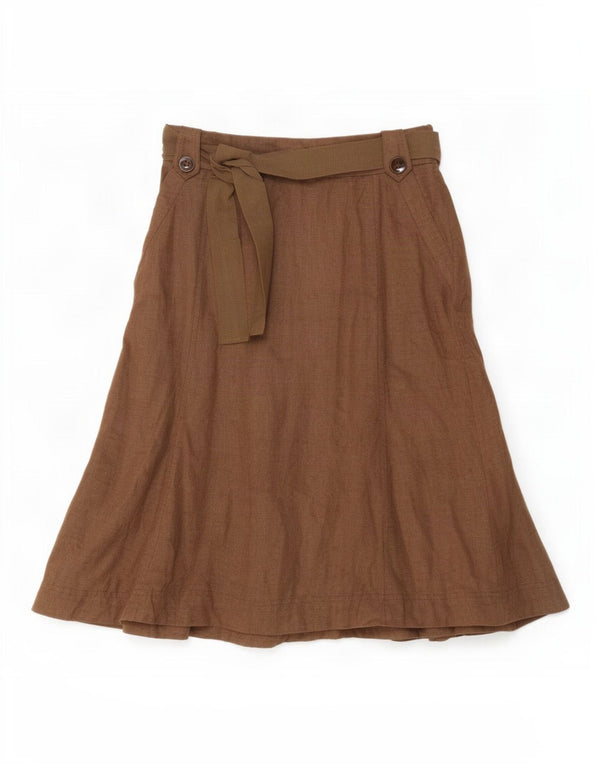 Laura Ashley Womens Trumpet Skirt UK 10 Small W30 Brown Linen