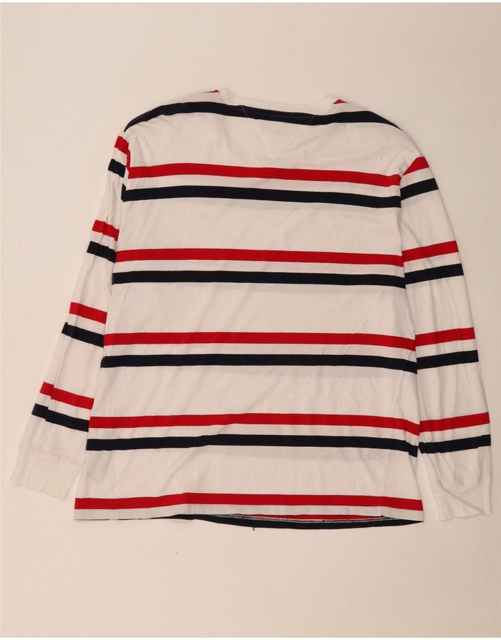TOMMY HILFIGER Herren Top Langarm XL weiß gestreift Baumwolle