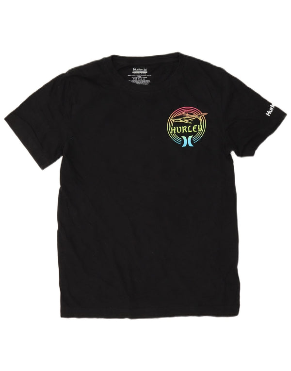 Hurley Jungen-T-Shirt mit Grafik, 12–13 Jahre, Größe L, schwarze Baumwolle