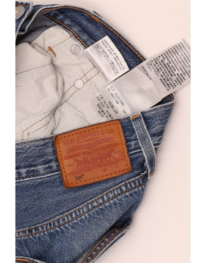 Levi's Damen 501 Crop Straight Jeans W28 L26 Blaue Baumwolle