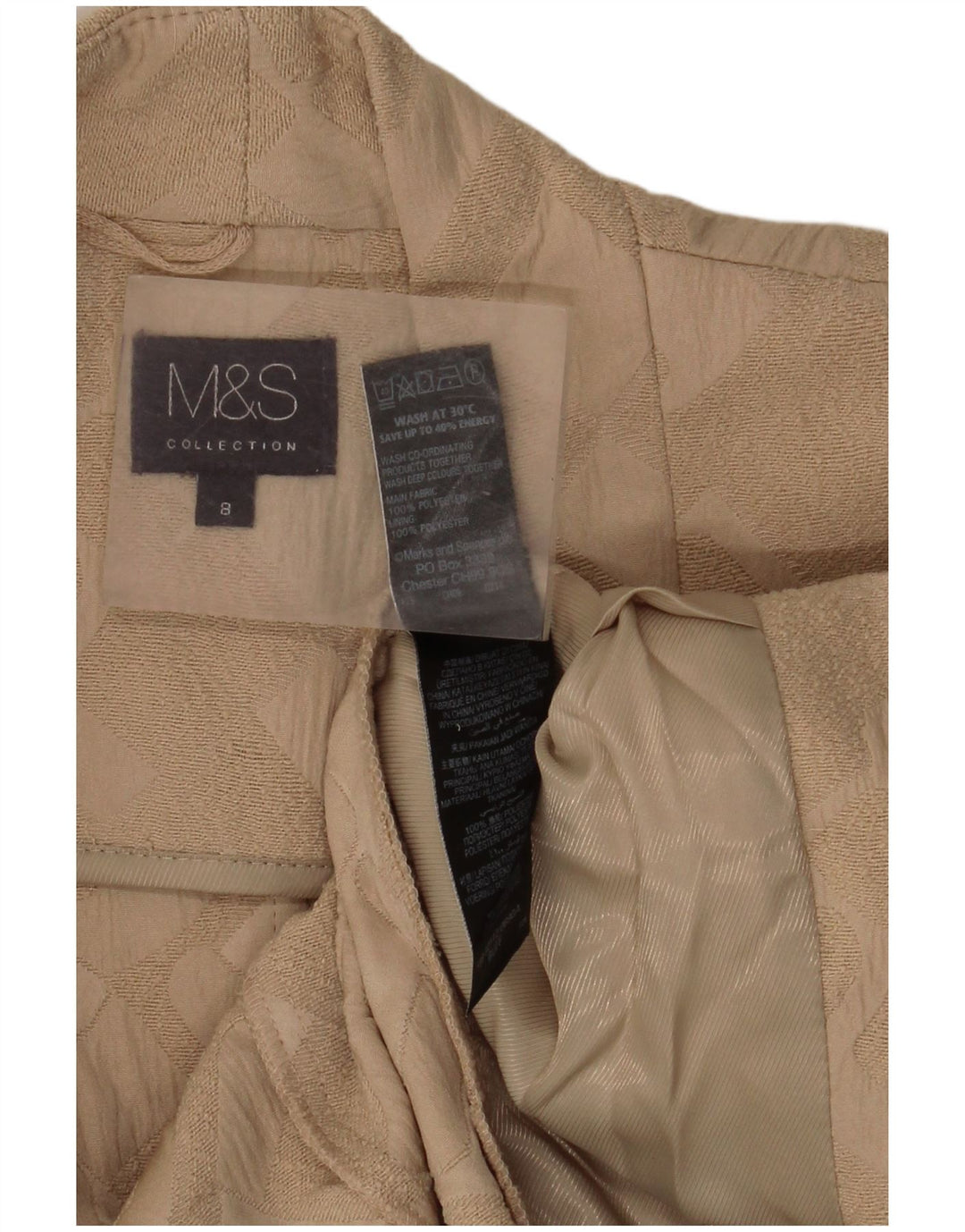 Marks & Spencer Damen-Blazer, offen, Gr. 8, Beige, geometrisch