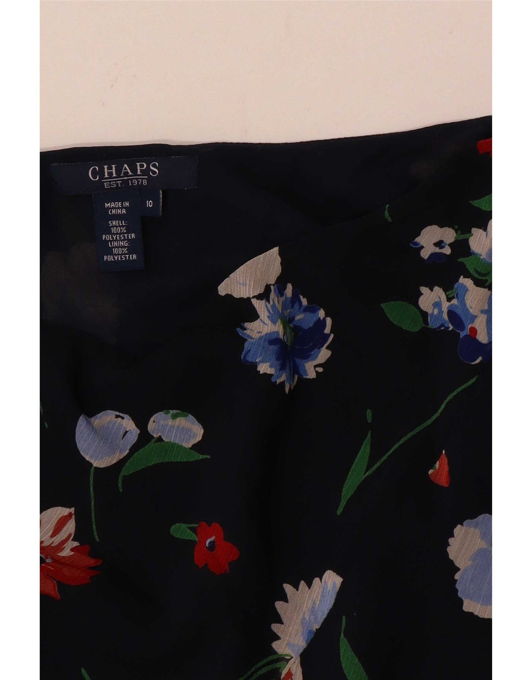 Chaps Damen-A-Linien-Rock, US 10, Größe L, W30, Marineblau, Blumenmuster, Polyester