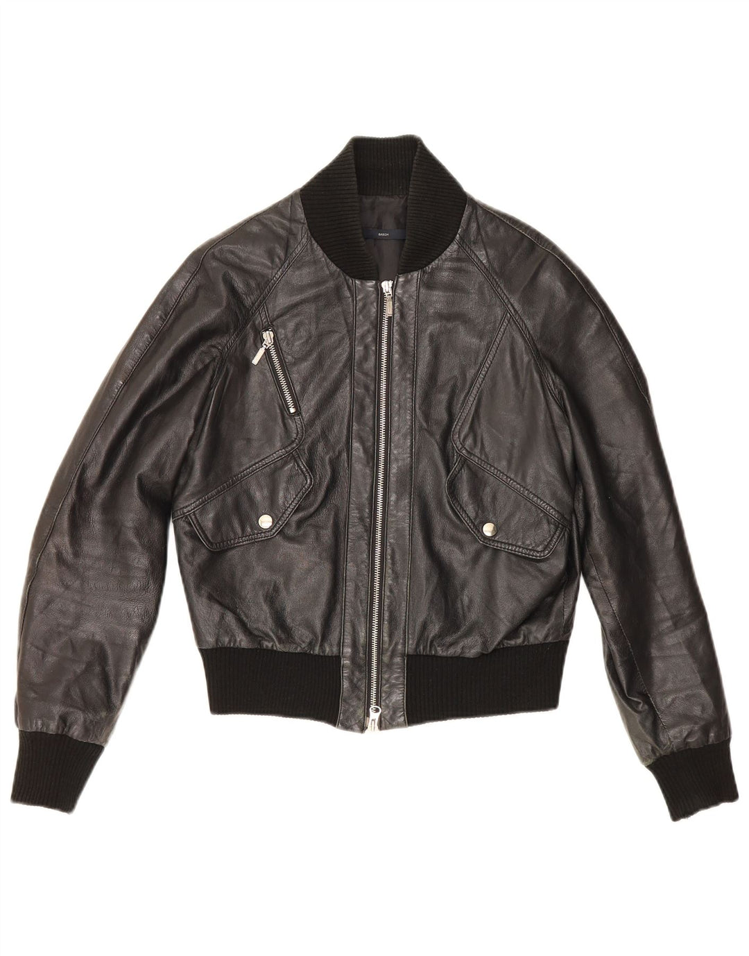 Sasch Damen Crop Lederjacke UK 14 Medium Schwarz