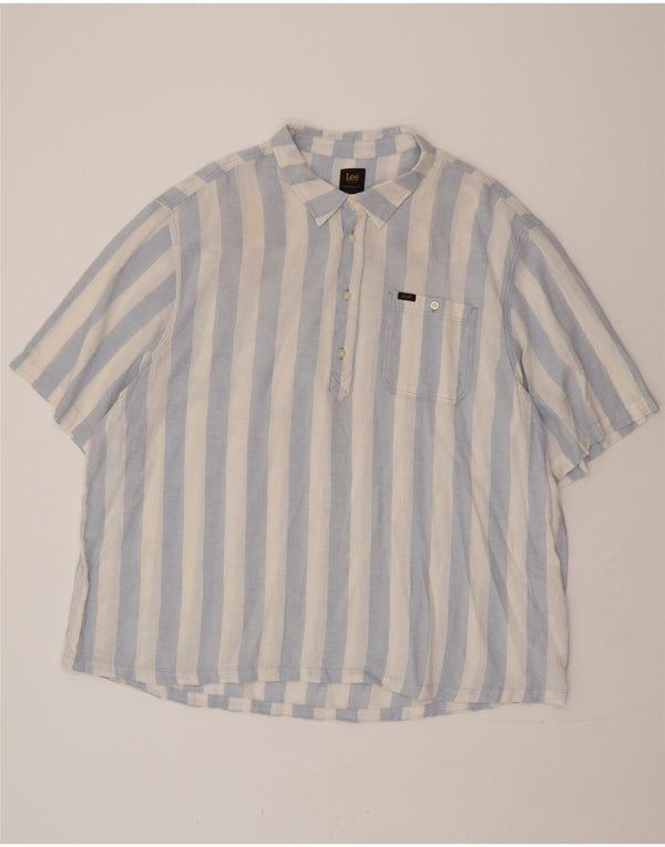 LEE Herren-Pulloverhemd, kurzärmelig, entspannte Passform, 2XL, blau gestreift, Leinen