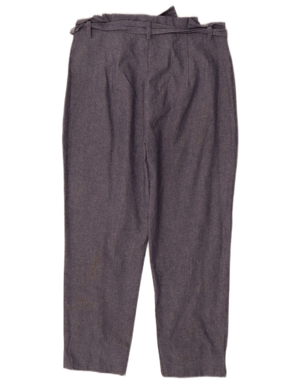Zara Damen-Hose mit hoher Taille, schmal zulaufende, kurze Hose, XS, W24, L23, Marineblau, Baumwolle